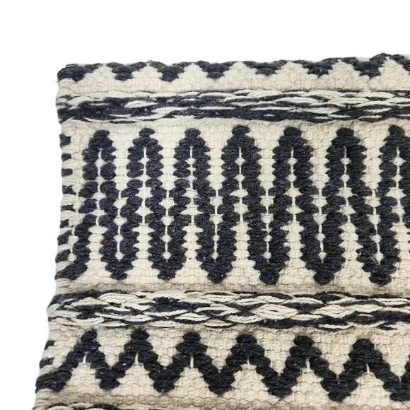 The Farmhouse by Rachel Ashwell Rug Black Cream Shabby Chic Cotton Woven Runner - Picture 7 of 15